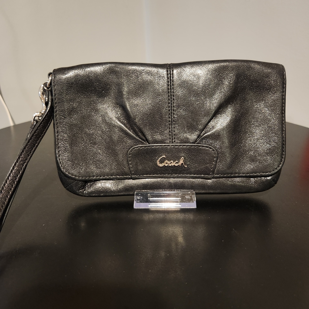 Coach Black Leather Clutch/Wristlet